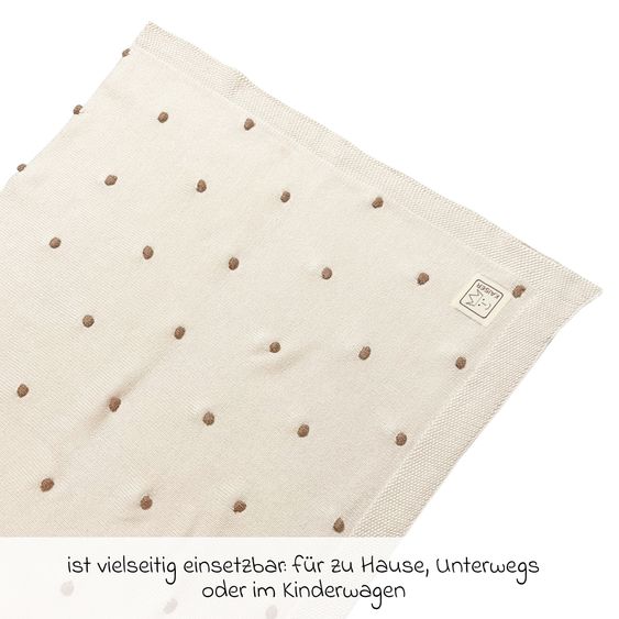 Kaiser Knots baby blanket in knitted look made of 100% organic cotton 80 x 100 cm - Cream / Knots Light Brown