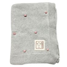 Babydecke Knots in Strickoptik aus 100% Organic Cotton 80 x 100 cm - Light Grey / Knots Rosa