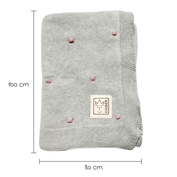 Kaiser Babydecke Knots in Strickoptik aus 100% Organic Cotton 80 x 100 cm - Light Grey / Knots Rosa