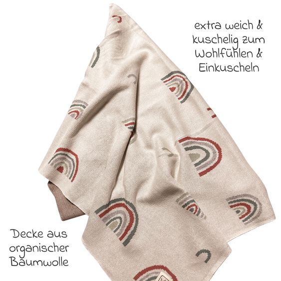 Kaiser Babydecke Rainbow in Strickoptik aus 100% Organic Cotton 80 x 100 cm - Natural Combo