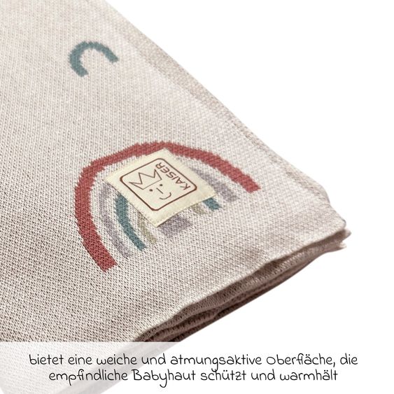 Kaiser Babydecke Rainbow in Strickoptik aus 100% Organic Cotton 80 x 100 cm - Natural Combo