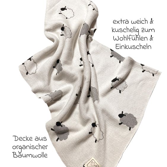 Kaiser Babydecke Sheep in Strickoptik aus 100% Organic Cotton 80 x 100 cm - Natural Combo