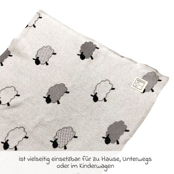 Kaiser Baby blanket Sheep in knitted look made of 100% organic cotton 80 x 100 cm - Natural Combo