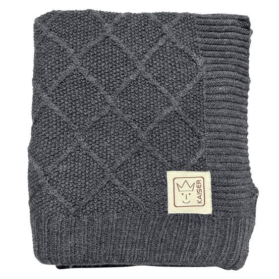 Kaiser Baby blanket Wool in knitted look made of 100% merino wool 80 x 100 cm - Graphite