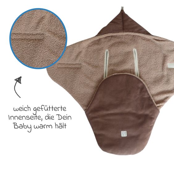 Kaiser Einschlagdecke Callie Cord für Babyschalen und Babywannen - Caribou