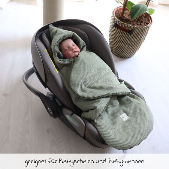 Kaiser Einschlagdecke Callie Cord für Babyschalen und Babywannen - Mineral Green