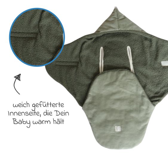 Kaiser Einschlagdecke Callie Cord für Babyschalen und Babywannen - Mineral Green