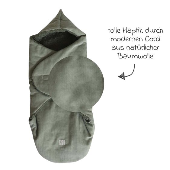 Kaiser Einschlagdecke Callie Cord für Babyschalen und Babywannen - Mineral Green