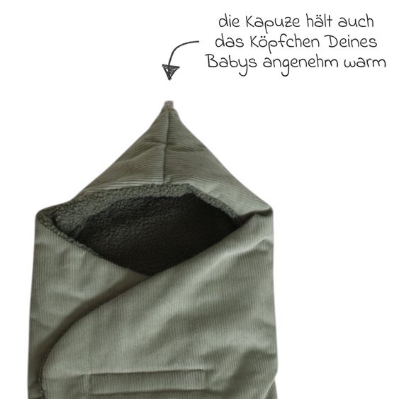 Kaiser Einschlagdecke Callie Cord für Babyschalen und Babywannen - Mineral Green