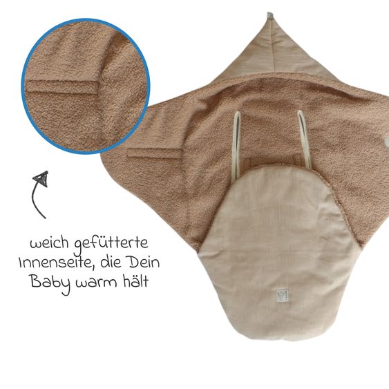 Kaiser Einschlagdecke Callie Cord für Babyschalen und Babywannen - Sand Shell