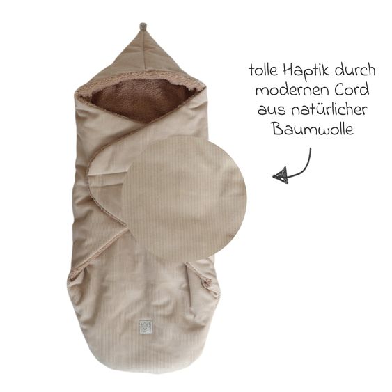 Kaiser Einschlagdecke Callie Cord für Babyschalen und Babywannen - Sand Shell