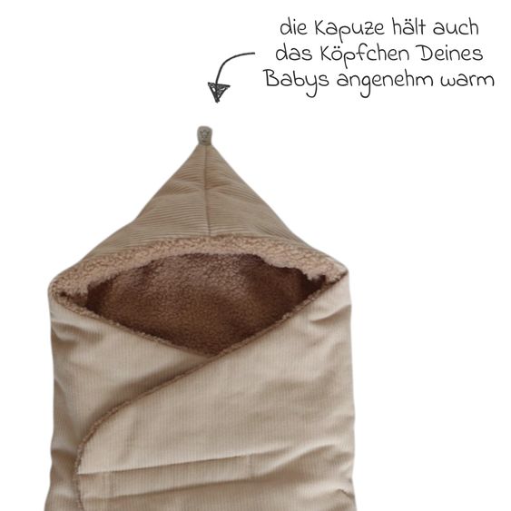 Kaiser Einschlagdecke Callie Cord für Babyschalen und Babywannen - Sand Shell