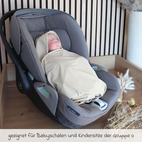 Kaiser Coperta avvolgente Coperta Raffreddante con Cappuccio in Materiale Rinfrescante per Seggiolino Auto per Neonati & Navicelle - Beige Chiaro