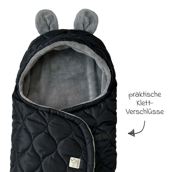 Kaiser Einschlagdecke Recy Small aus 100% recyceltes Polyester für Babyschalen - Black Grey