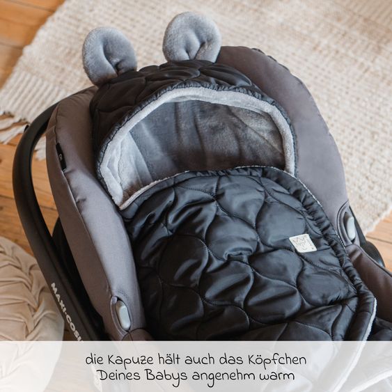 Kaiser Recy Small wrap-around blanket made from 100% recycled polyester for infant car seats - Black Grey