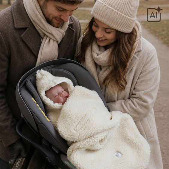 Kaiser Einschlagdecke Wool für Babyschale und Babywannen - Weiß