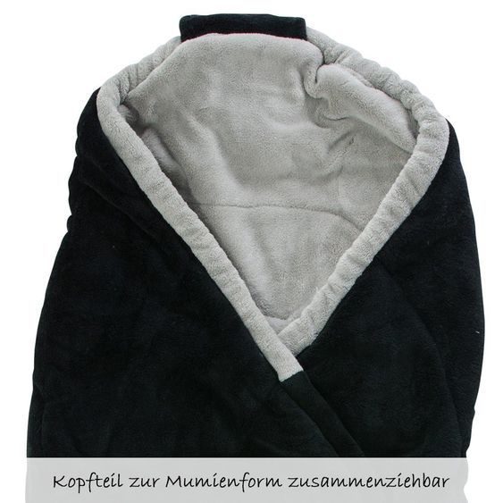 Kaiser Fleece-Einschlagdecke Cooco für Babyschale - Schwarz Hellgrau