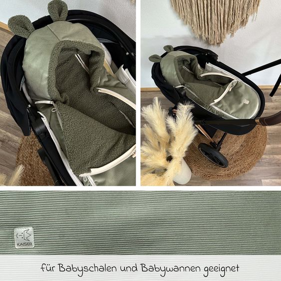 Kaiser Coprigambe in pile Hima per seggiolini auto e culle per bambini - Verde Minerale