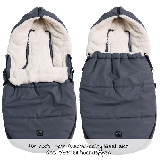 Kaiser Fleece-Fußsack Hoody 2.0 für Babyschale und Babywanne - Anthracite