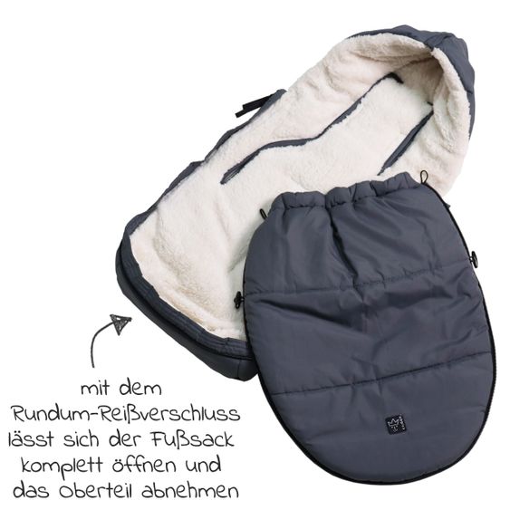 Kaiser Fleece-Fußsack Hoody 2.0 für Babyschale und Babywanne - Anthracite