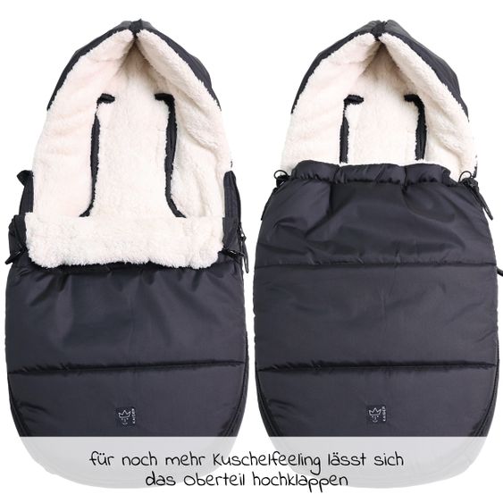 Kaiser Fleece-Fußsack Hoody 2.0 für Babyschale und Babywanne - Black