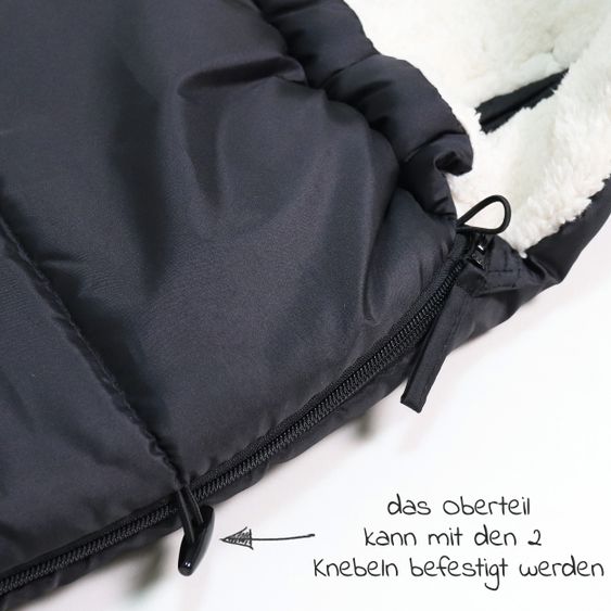 Kaiser Fleece-Fußsack Hoody 2.0 für Babyschale und Babywanne - Black
