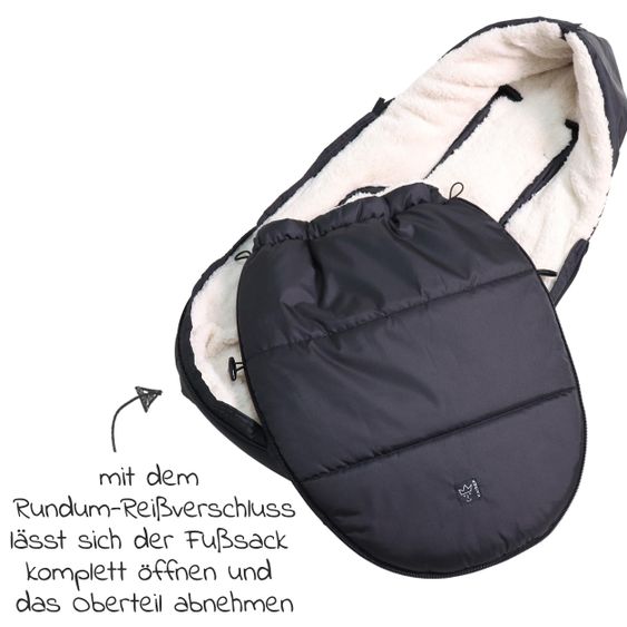 Kaiser Fleece-Fußsack Hoody 2.0 für Babyschale und Babywanne - Black