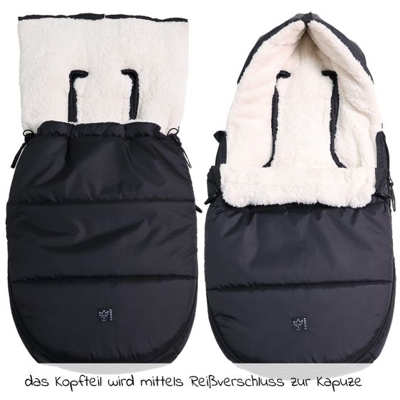 Kaiser Fleece-Fußsack Hoody 2.0 für Babyschale und Babywanne - Black