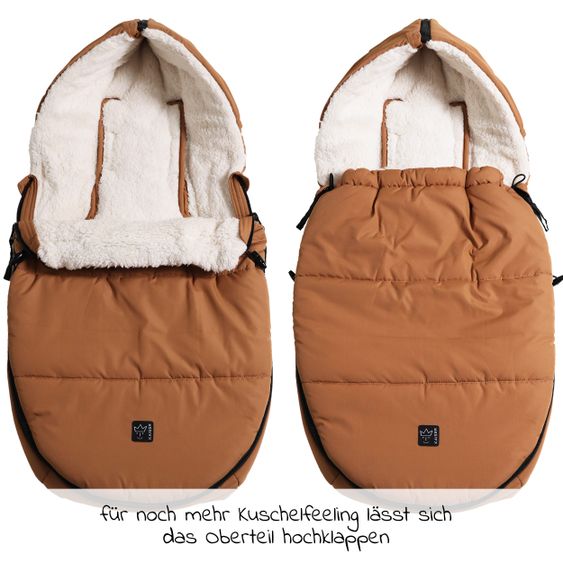 Kaiser Fleece-Fußsack Hoody 2.0 für Babyschale und Babywanne - Camel