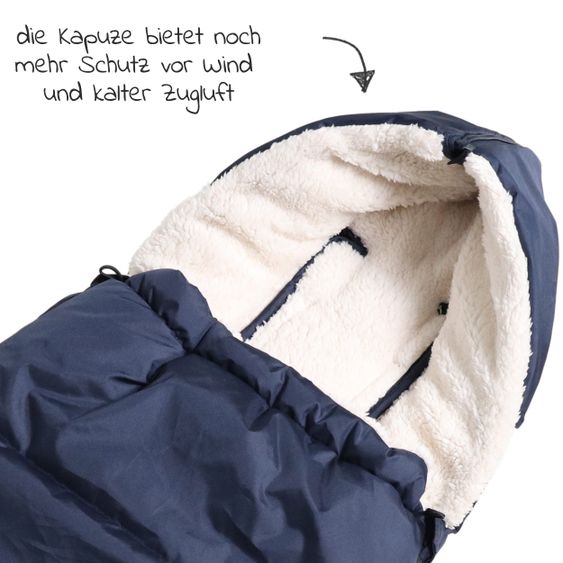 Kaiser Fleece-Fußsack Hoody 2.0 für Babyschale und Babywanne - Navy