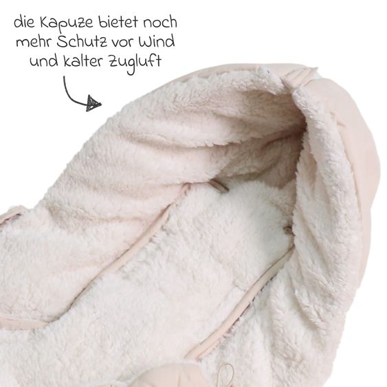 Kaiser Fleece-Fußsack Hoody 2.0 für Babyschale und Babywanne - Sand Creme