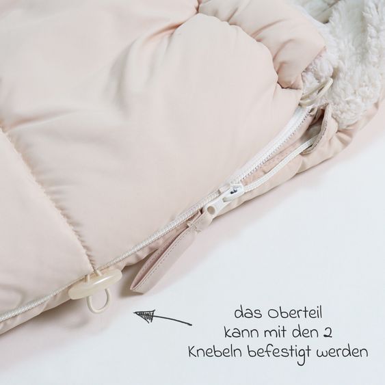 Kaiser Fleece-Fußsack Hoody 2.0 für Babyschale und Babywanne - Sand Creme