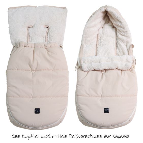 Kaiser Fleece-Fußsack Hoody 2.0 für Babyschale und Babywanne - Sand Creme