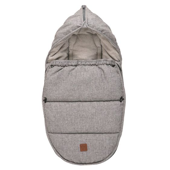 Kaiser Fleece-Fußsack Hoody für Babyschalen und Babywannen - Melange Hellgrau Grau