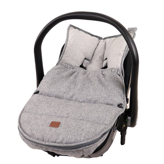 Kaiser Fleece-Fußsack Hoody für Babyschalen und Babywannen - Melange Hellgrau Grau