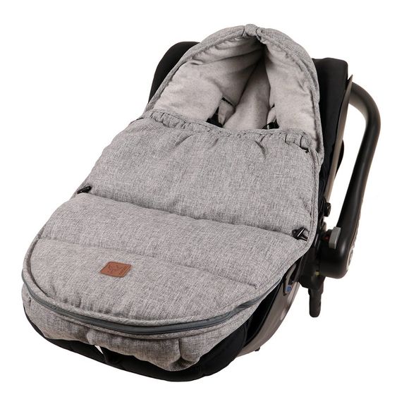 Kaiser Fleece-Fußsack Hoody für Babyschalen und Babywannen - Melange Hellgrau Grau