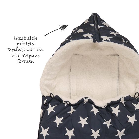 Kaiser Fleece-Fußsack Hoody für Babyschalen und Babywannen - Star Print - Navy