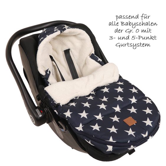 Kaiser Fleece-Fußsack Hoody für Babyschalen und Babywannen - Star Print - Navy