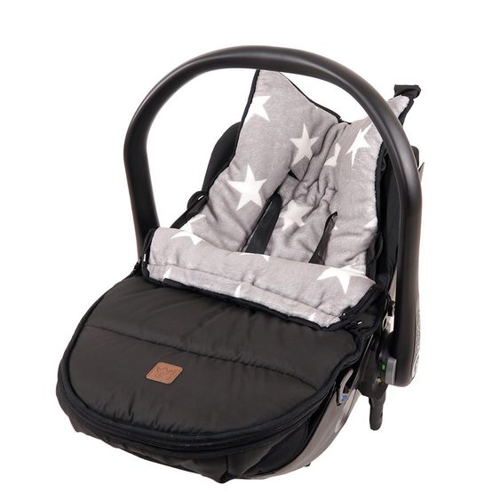 Kaiser Fleece-Fußsack Hoody für Babyschalen und Babywannen - Star Print - Schwarz