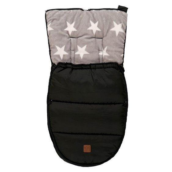 Kaiser Fleece-Fußsack Hoody für Babyschalen und Babywannen - Star Print - Schwarz