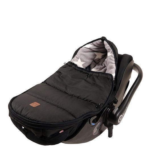 Kaiser Fleece-Fußsack Hoody für Babyschalen und Babywannen - Star Print - Schwarz