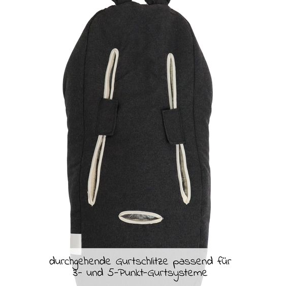 Kaiser Fleece-Fußsack Hoody Maus Wool Fütterung aus 100% Schafwolle für Babyschalen und Babywanne - Dark Shadow