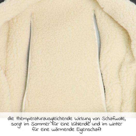 Kaiser Fleece footmuff Hoody Mouse Wool lining made from 100% sheep's wool for infant car seats and carrycots - Dark Shadow