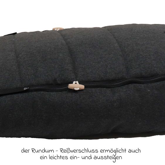 Kaiser Fleece-Fußsack Hoody Maus Wool Fütterung aus 100% Schafwolle für Babyschalen und Babywanne - Dark Shadow