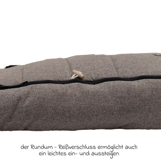 Kaiser Fleece-Fußsack Hoody Maus Wool Fütterung aus 100% Schafwolle für Babyschalen und Babywanne - Pepper Brown