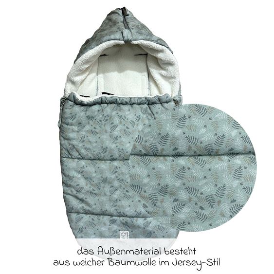 Kaiser Fleece-Fußsack Jersey Hood für Babyschalen & Babywannen - Forrest Green