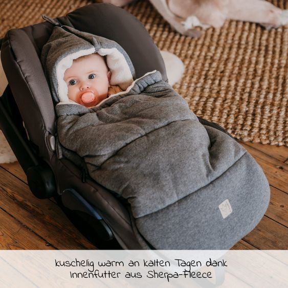Kaiser Fleece-Fußsack Jersey Hood für Babyschalen und Babywannen - Dark Grey