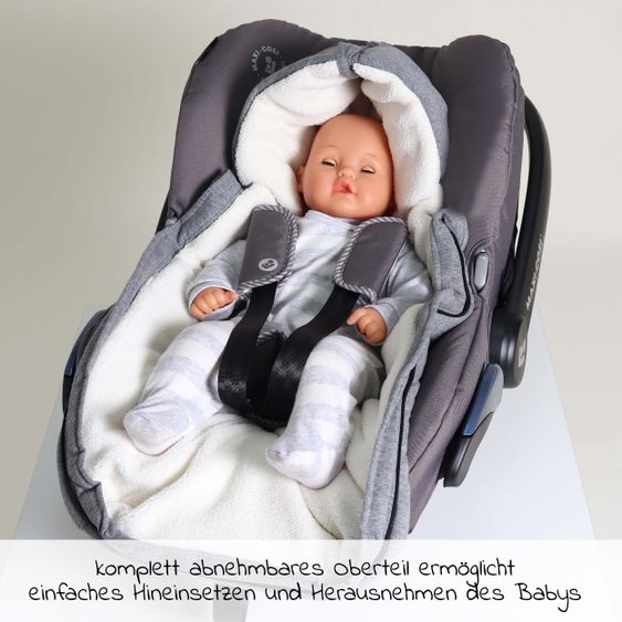 Kaiser Fleece-Fußsack Jersey Hood für Babyschalen und Babywannen - Dark Grey