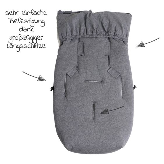Kaiser Fleece-Fußsack Jersey Hood für Babyschalen und Babywannen - Dark Grey