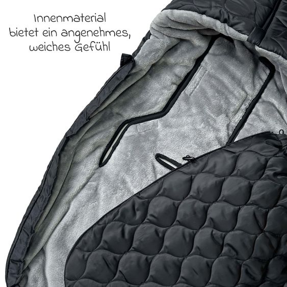 Kaiser Fleece-Fußsack Recy XL aus 100% recyceltes Polyester für Kinderwagen & Buggy - Black Grey